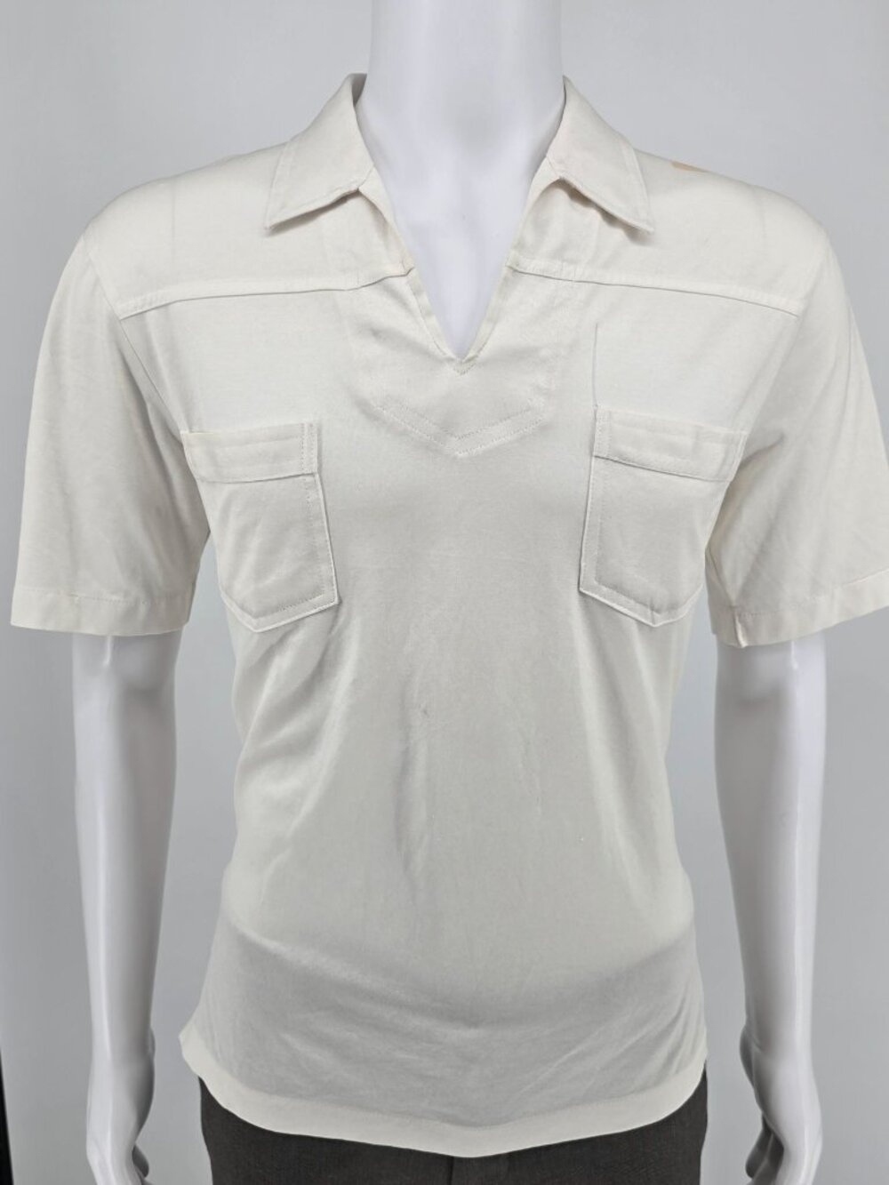 Stained Vintage Early 1980s Huk-A-Poo Double Pocket Open Collar Shirt (M)